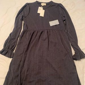 MELLODAY Long Sleeve Tiered Hem Dress In Grey